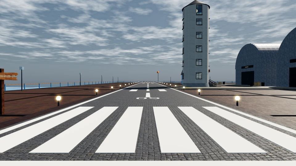 Runway markings cross the open deck at High Harbor.